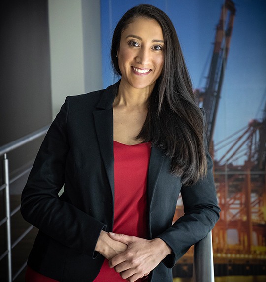 Browen Thompson - Lady in Red Shirt Black Coat